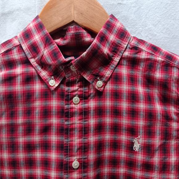 Ralph Lauren Boy 7 Shirt Top Button-up Long Sleeved Plaid - Picture 1 of 6